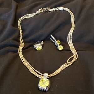 Premier Designs peridot/silver 3 piece set